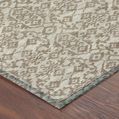 5' X 8' Beige And Taupe Oriental Washable Indoor Outdoor Area Rug HomeRoots
