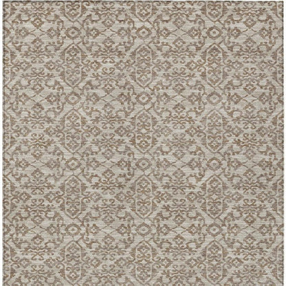 8' X 10' Beige And Taupe Oriental Washable Indoor Outdoor Area Rug HomeRoots