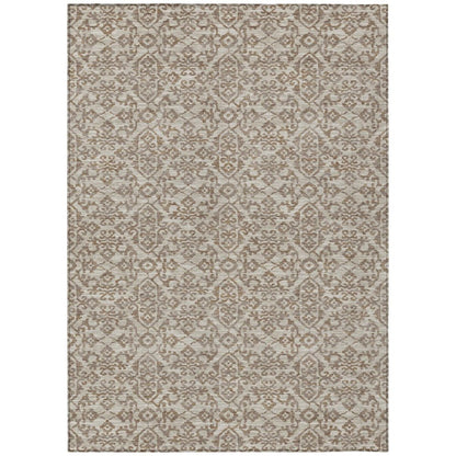 8' X 10' Beige And Taupe Oriental Washable Indoor Outdoor Area Rug HomeRoots