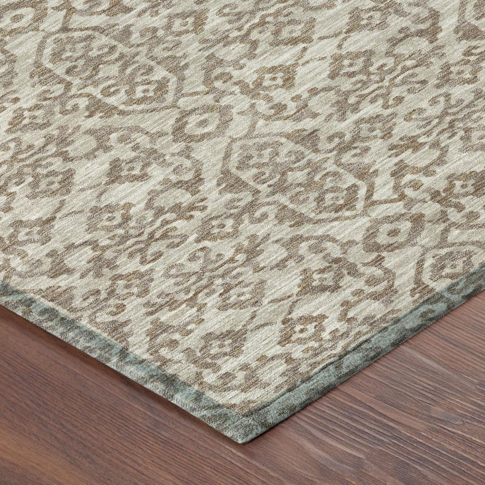 8' X 10' Beige And Taupe Oriental Washable Indoor Outdoor Area Rug HomeRoots