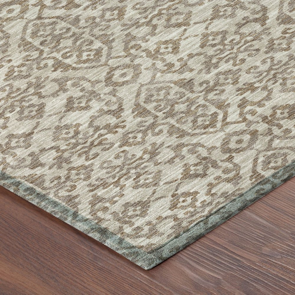 8' X 10' Beige And Taupe Oriental Washable Indoor Outdoor Area Rug HomeRoots