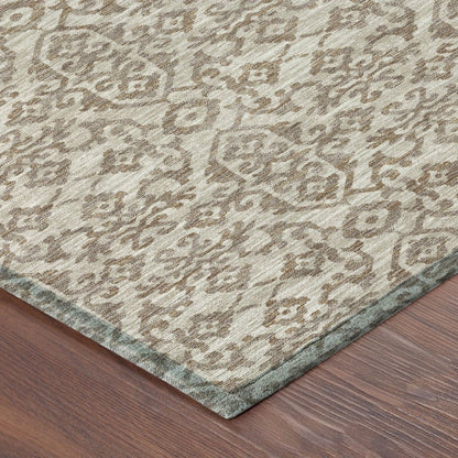 8' X 10' Beige And Taupe Oriental Washable Indoor Outdoor Area Rug HomeRoots