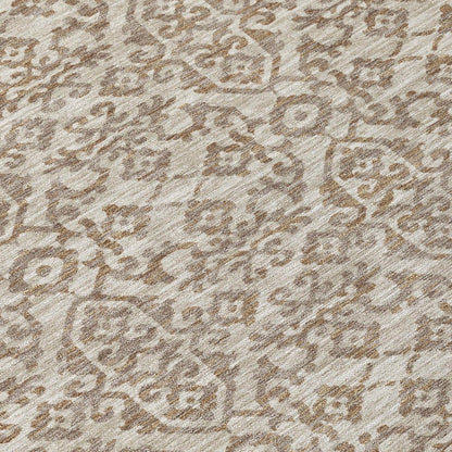 8' X 10' Beige And Taupe Oriental Washable Indoor Outdoor Area Rug HomeRoots