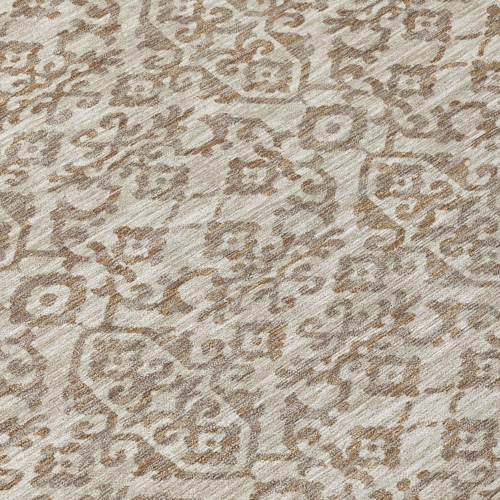 8' X 10' Beige And Taupe Oriental Washable Indoor Outdoor Area Rug HomeRoots