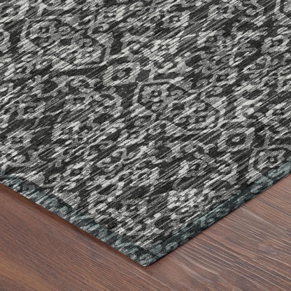 5' X 8' Black And Saffron Oriental Washable Indoor Outdoor Area Rug HomeRoots