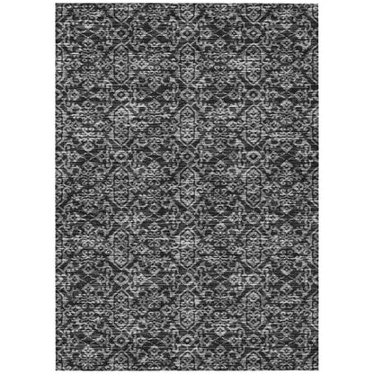8' X 10' Black And Saffron Oriental Washable Indoor Outdoor Area Rug HomeRoots