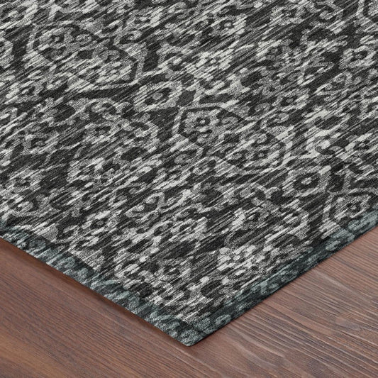 8' X 10' Black And Saffron Oriental Washable Indoor Outdoor Area Rug HomeRoots