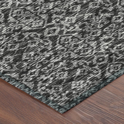 9' X 12' Black And Saffron Oriental Washable Indoor Outdoor Area Rug HomeRoots