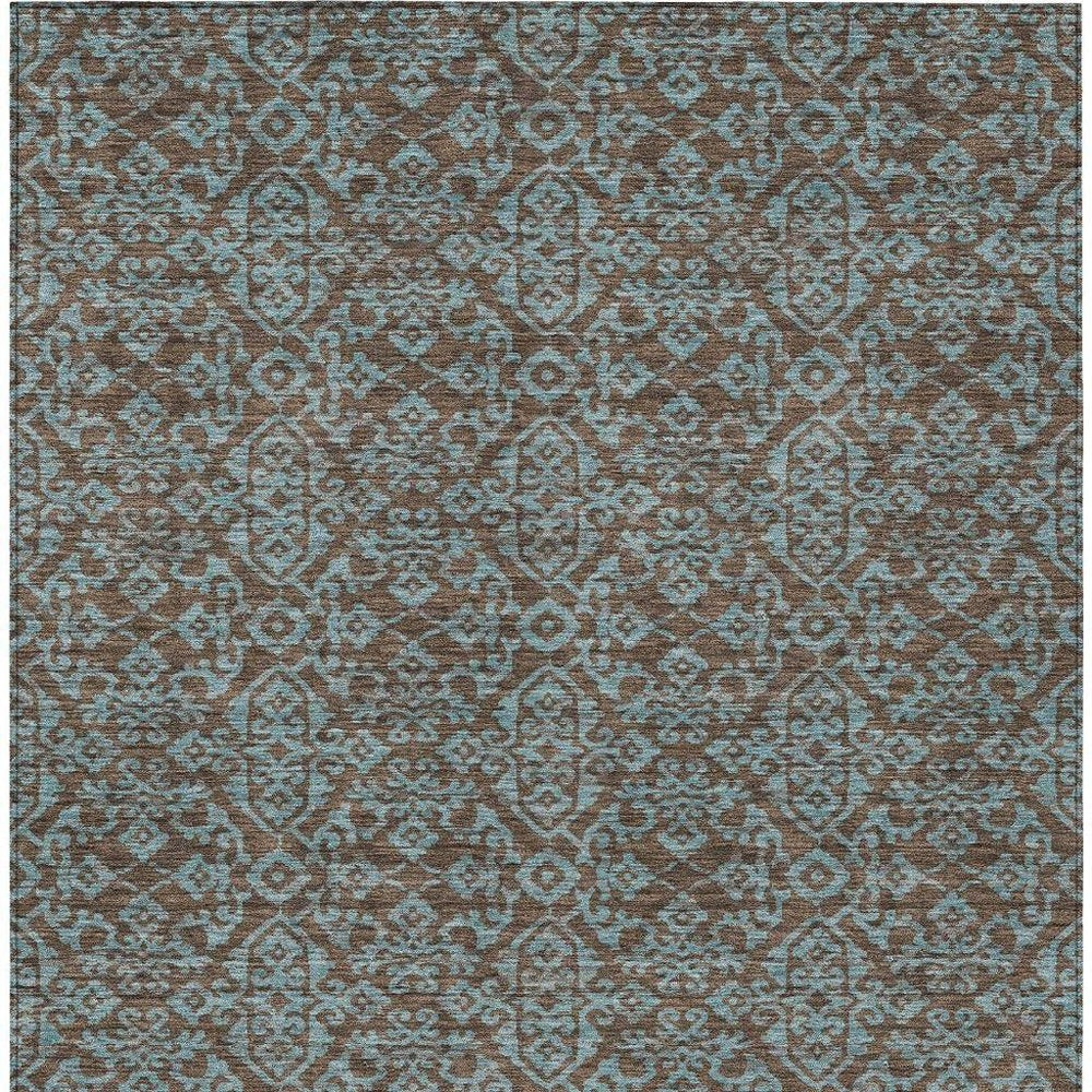 5' X 8' Brown And Linen Oriental Washable Indoor Outdoor Area Rug HomeRoots