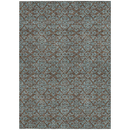 8' X 10' Brown And Linen Oriental Washable Indoor Outdoor Area Rug HomeRoots