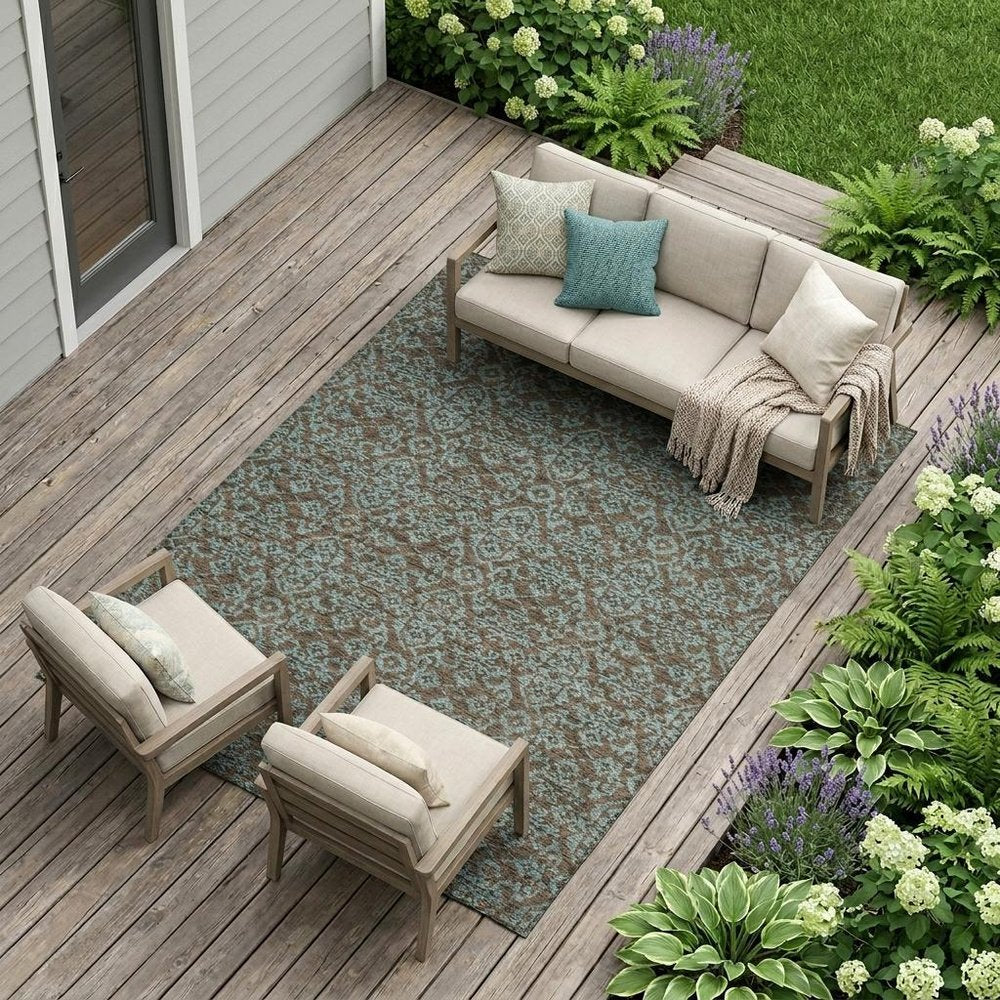 8' X 10' Brown And Linen Oriental Washable Indoor Outdoor Area Rug HomeRoots