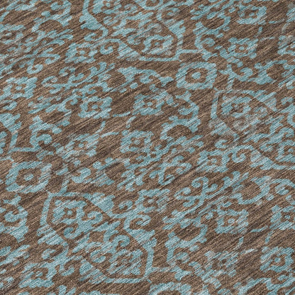 8' X 10' Brown And Linen Oriental Washable Indoor Outdoor Area Rug HomeRoots