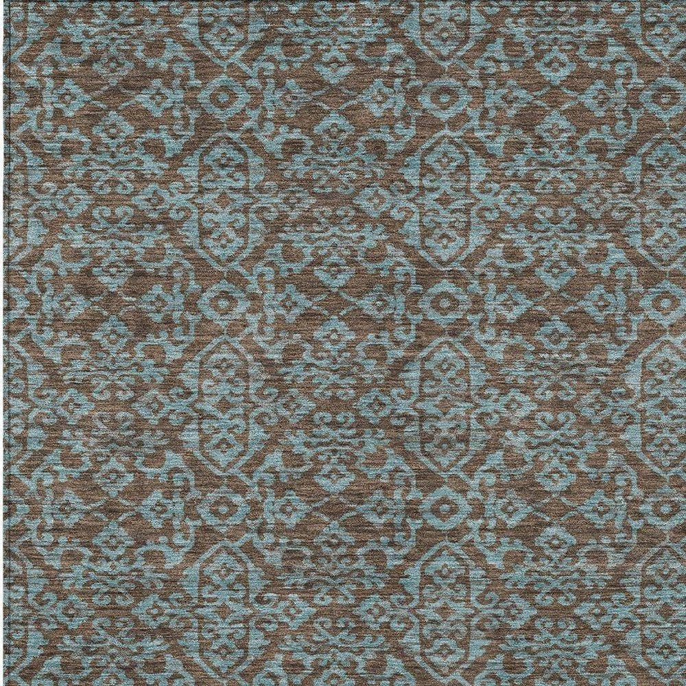 8' X 10' Brown And Linen Oriental Washable Indoor Outdoor Area Rug HomeRoots