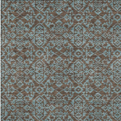 8' X 10' Brown And Linen Oriental Washable Indoor Outdoor Area Rug HomeRoots