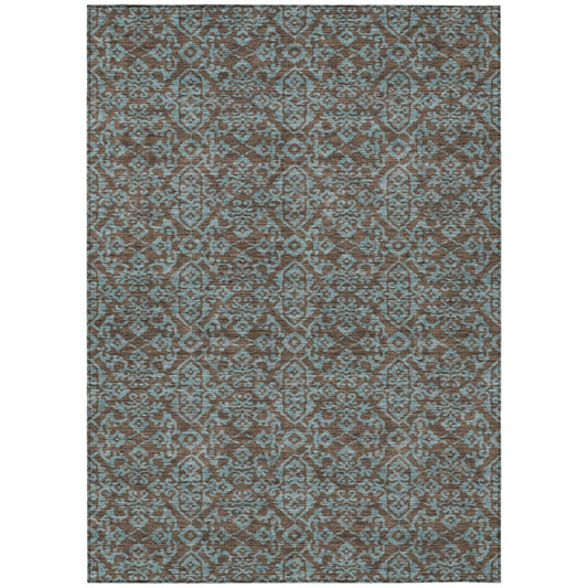 9' X 12' Brown And Linen Oriental Washable Indoor Outdoor Area Rug HomeRoots