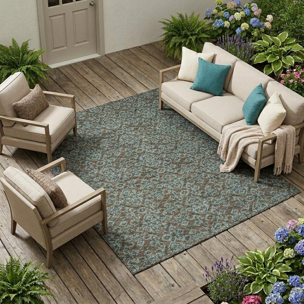 9' X 12' Brown And Linen Oriental Washable Indoor Outdoor Area Rug HomeRoots