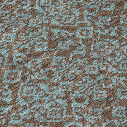 9' X 12' Brown And Linen Oriental Washable Indoor Outdoor Area Rug HomeRoots