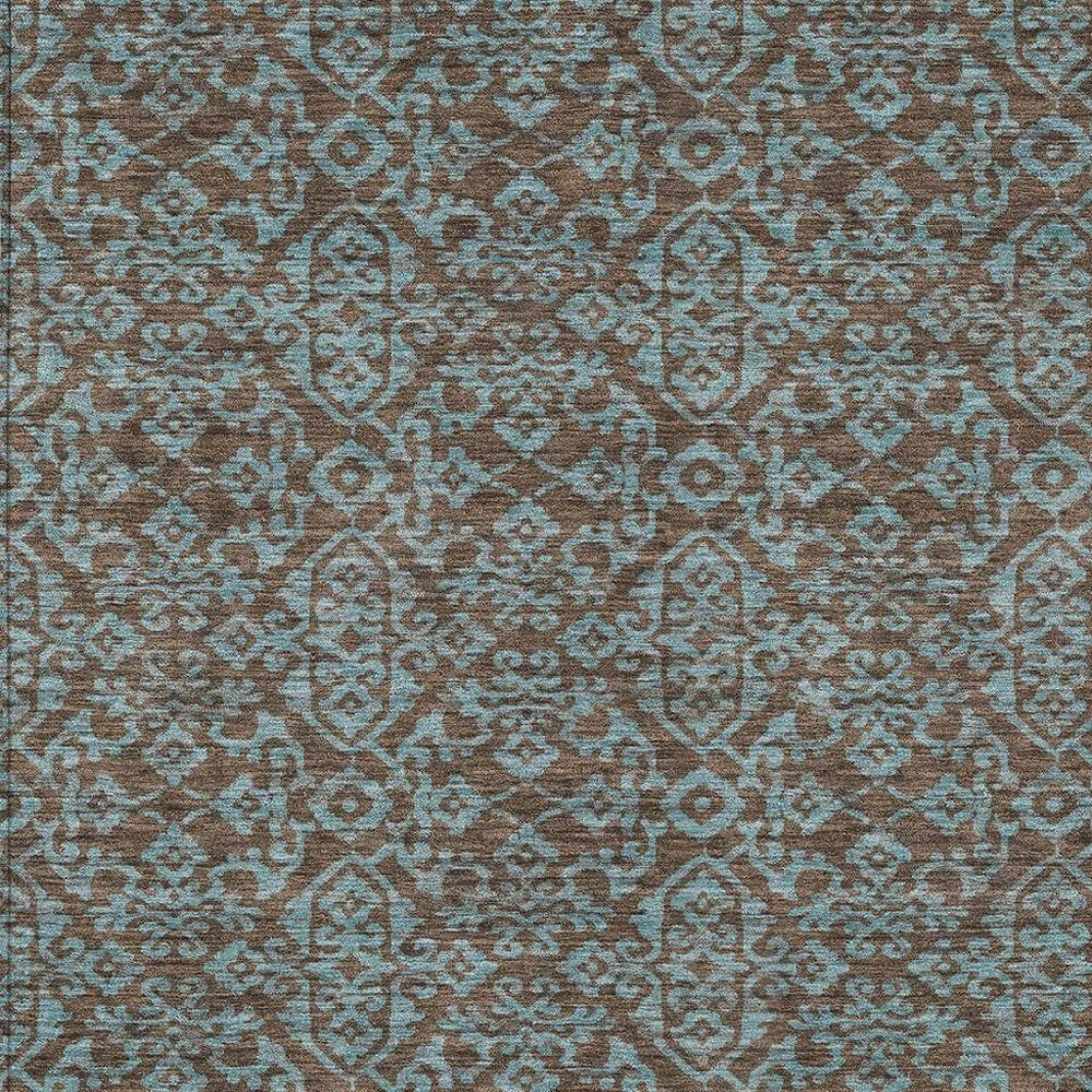9' X 12' Brown And Linen Oriental Washable Indoor Outdoor Area Rug HomeRoots