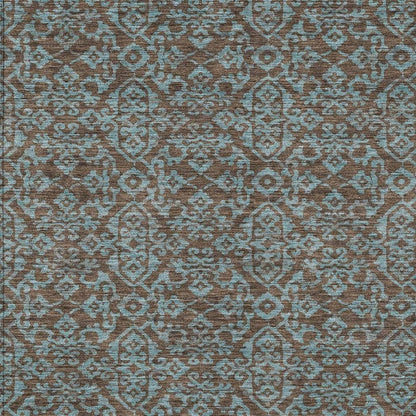 9' X 12' Brown And Linen Oriental Washable Indoor Outdoor Area Rug HomeRoots
