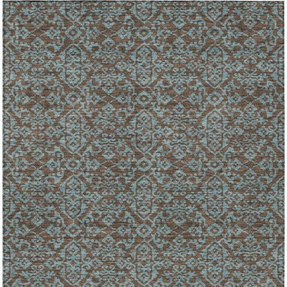 10' X 14' Brown And Linen Oriental Washable Indoor Outdoor Area Rug HomeRoots