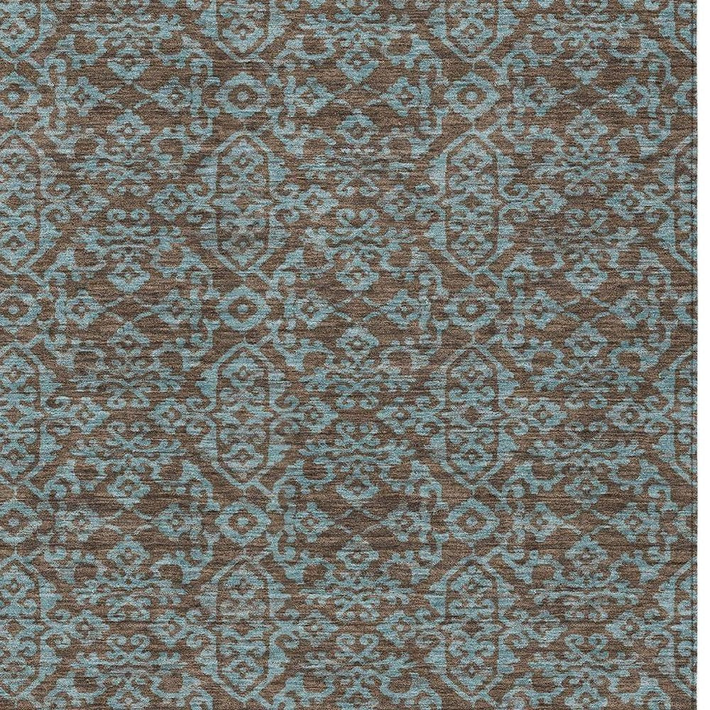 10' X 14' Brown And Linen Oriental Washable Indoor Outdoor Area Rug HomeRoots