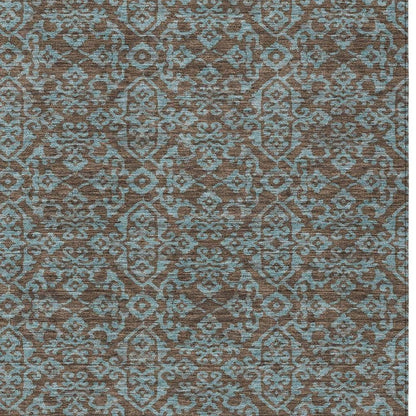 10' X 14' Brown And Linen Oriental Washable Indoor Outdoor Area Rug HomeRoots
