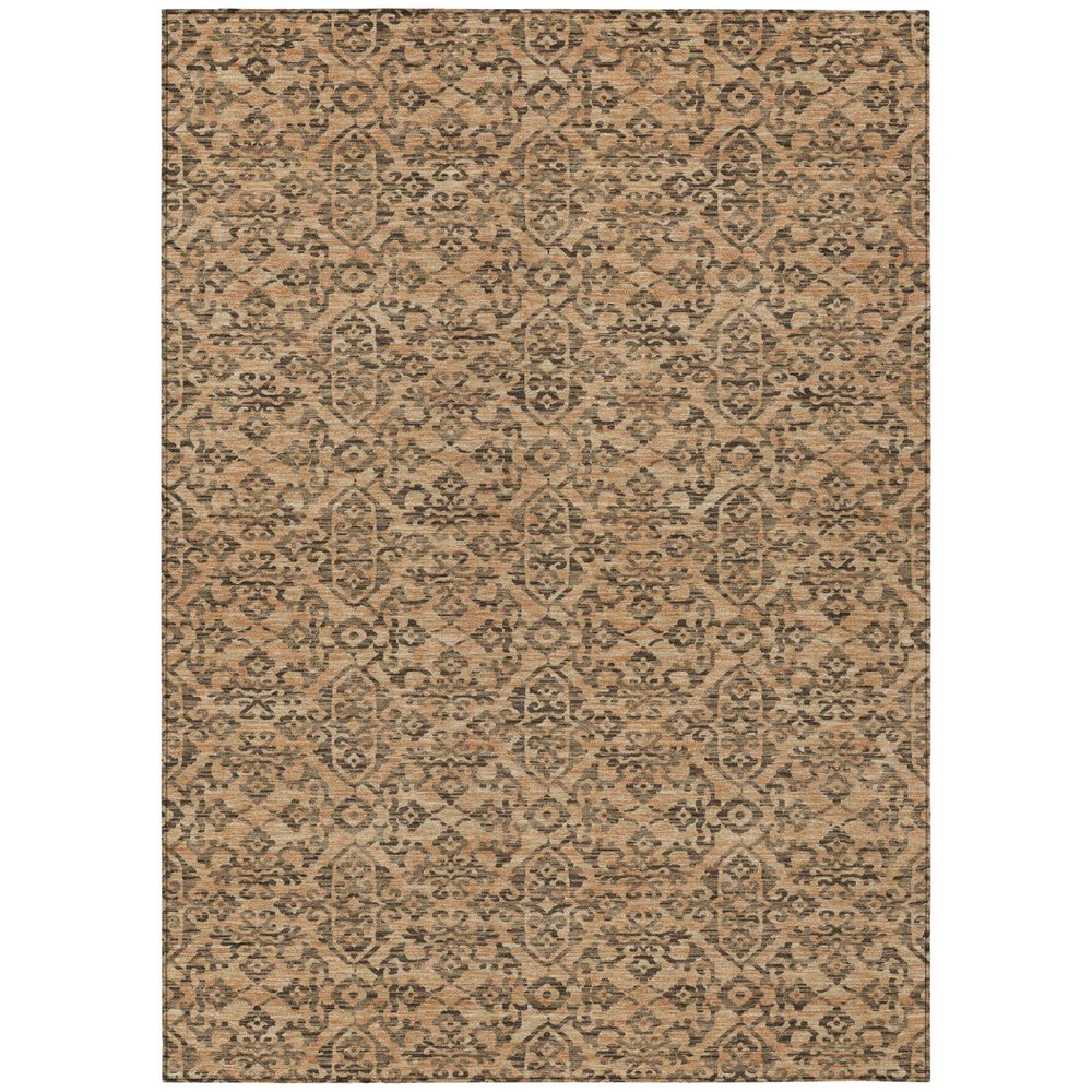 5' X 8' Copper And Green Oriental Washable Indoor Outdoor Area Rug HomeRoots