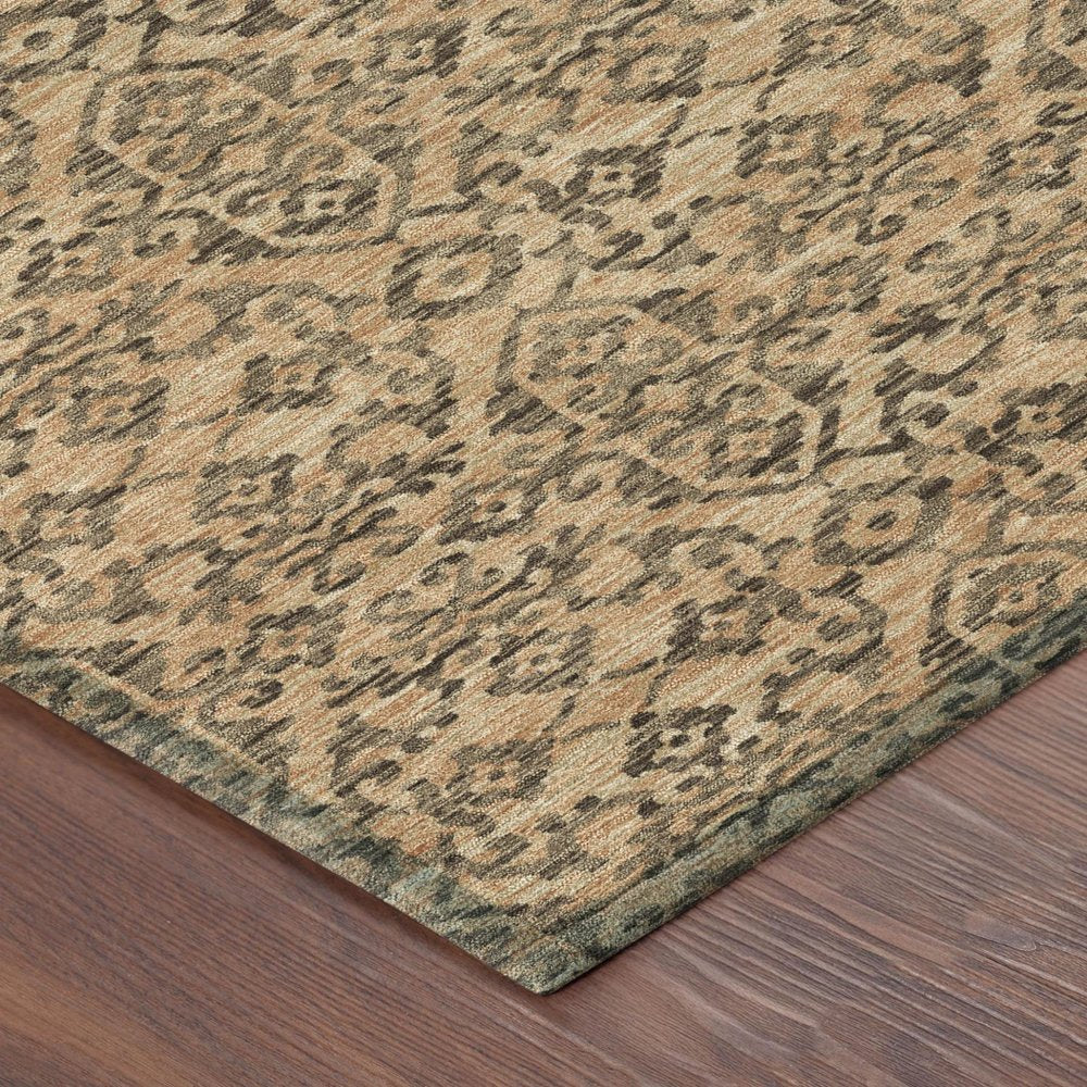 5' X 8' Copper And Green Oriental Washable Indoor Outdoor Area Rug HomeRoots