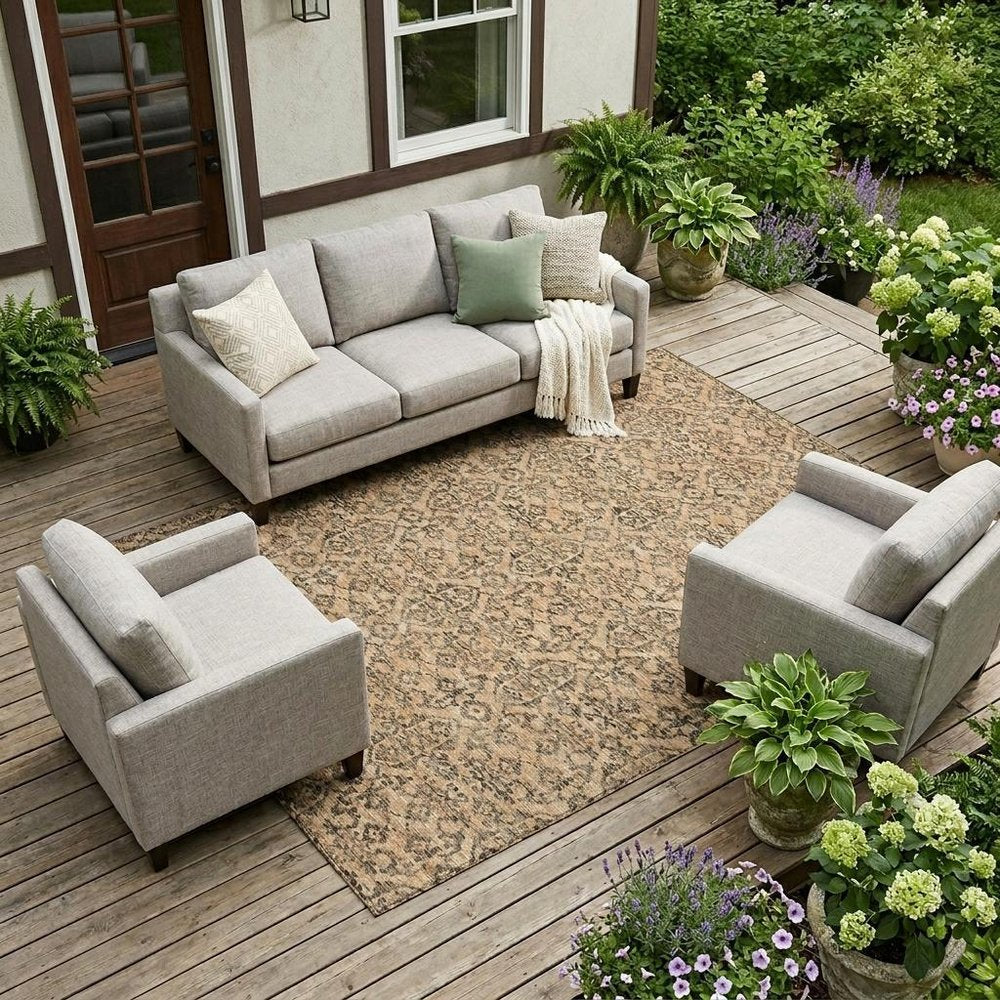 8' X 10' Copper And Green Oriental Washable Indoor Outdoor Area Rug HomeRoots