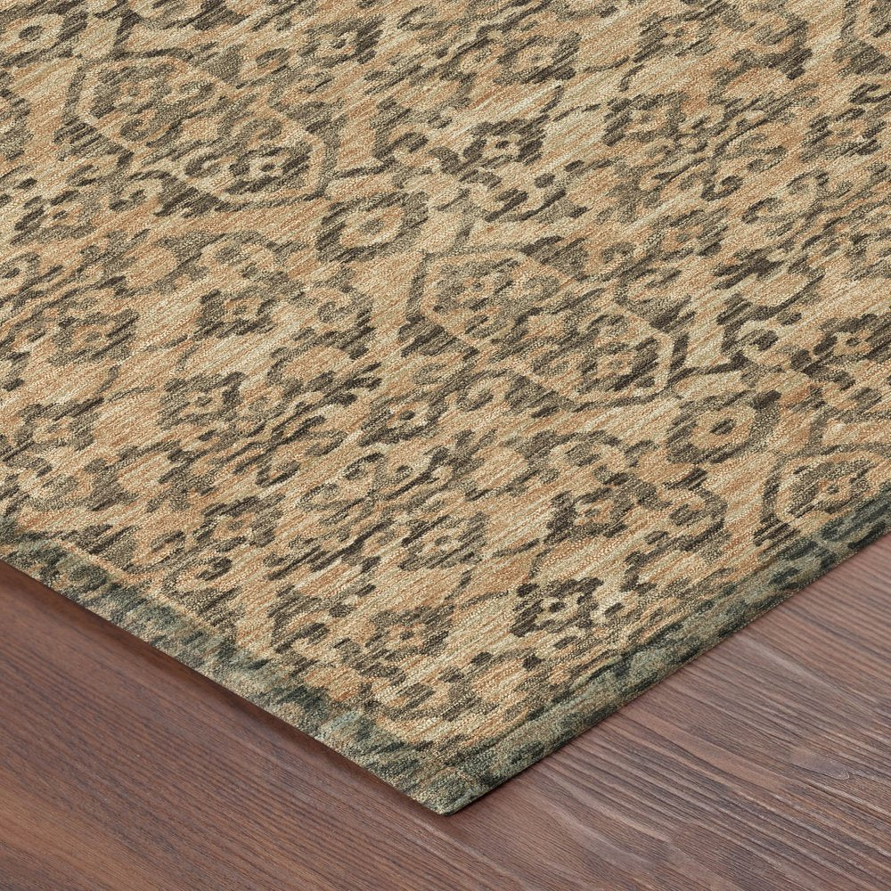 9' X 12' Copper And Green Oriental Washable Indoor Outdoor Area Rug HomeRoots