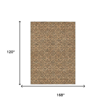 10' X 14' Copper And Green Oriental Washable Indoor Outdoor Area Rug HomeRoots