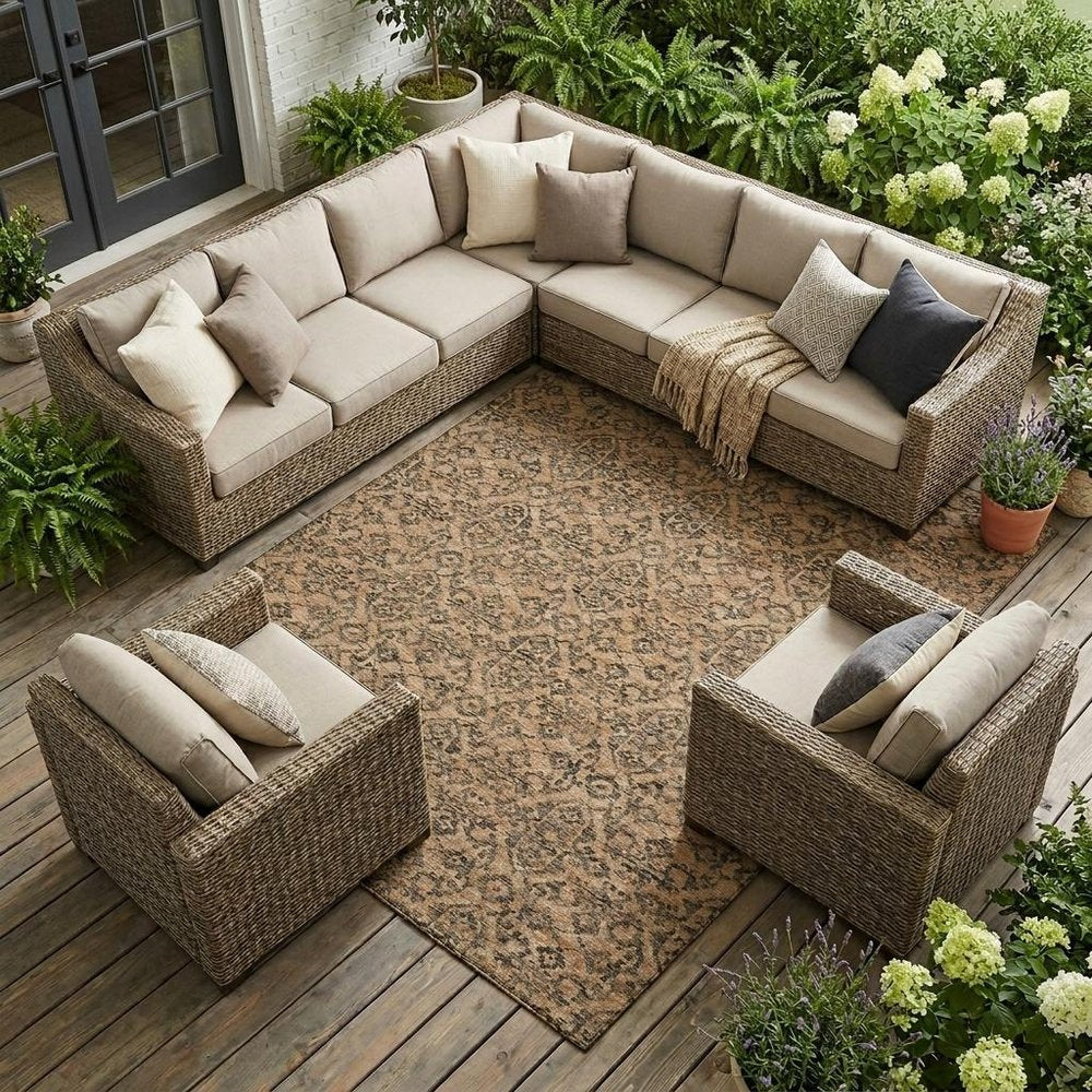 10' X 14' Copper And Green Oriental Washable Indoor Outdoor Area Rug HomeRoots