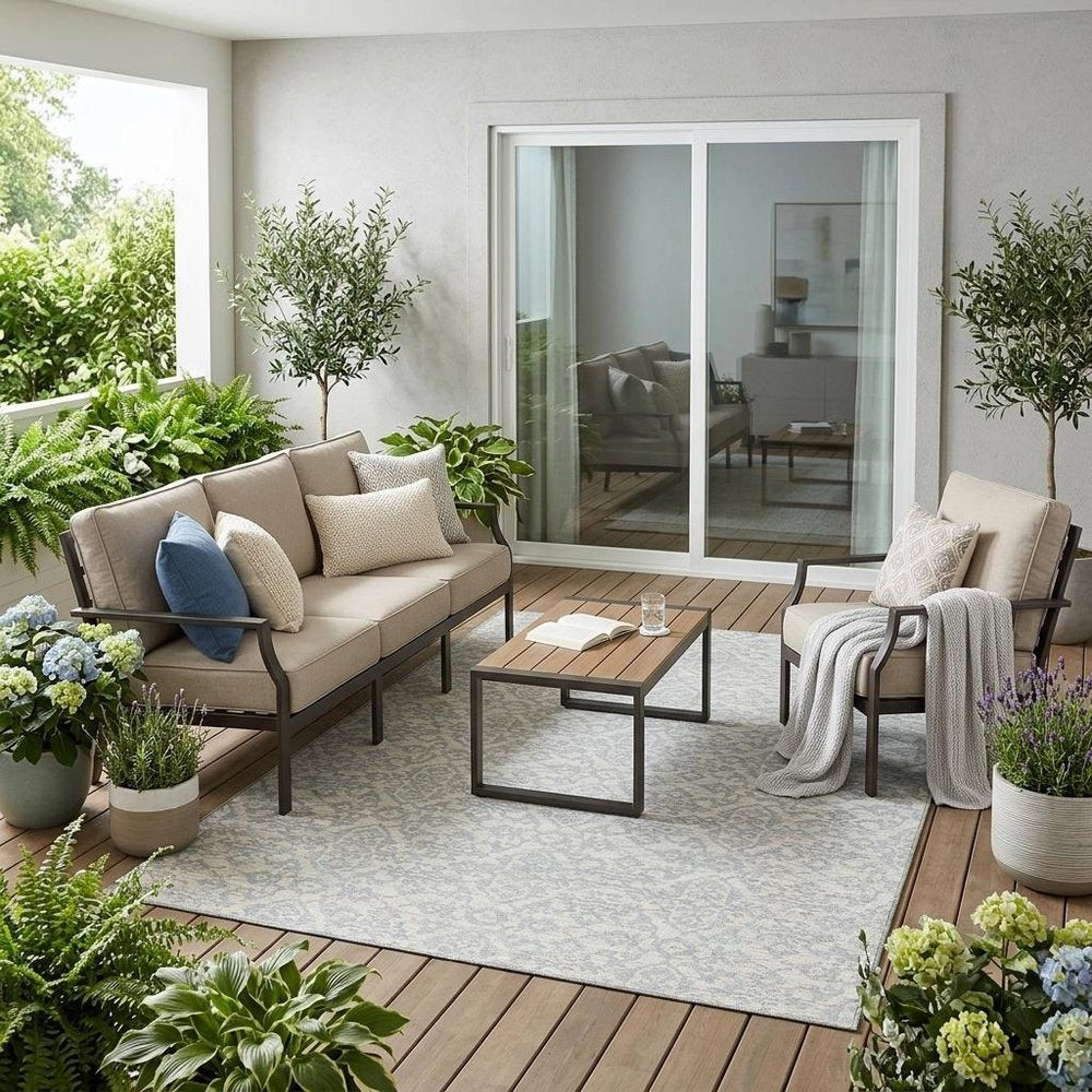 5' X 8' Ivory And Gray Oriental Washable Indoor Outdoor Area Rug HomeRoots