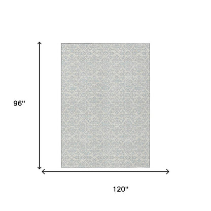 8' X 10' Ivory And Gray Oriental Washable Indoor Outdoor Area Rug HomeRoots