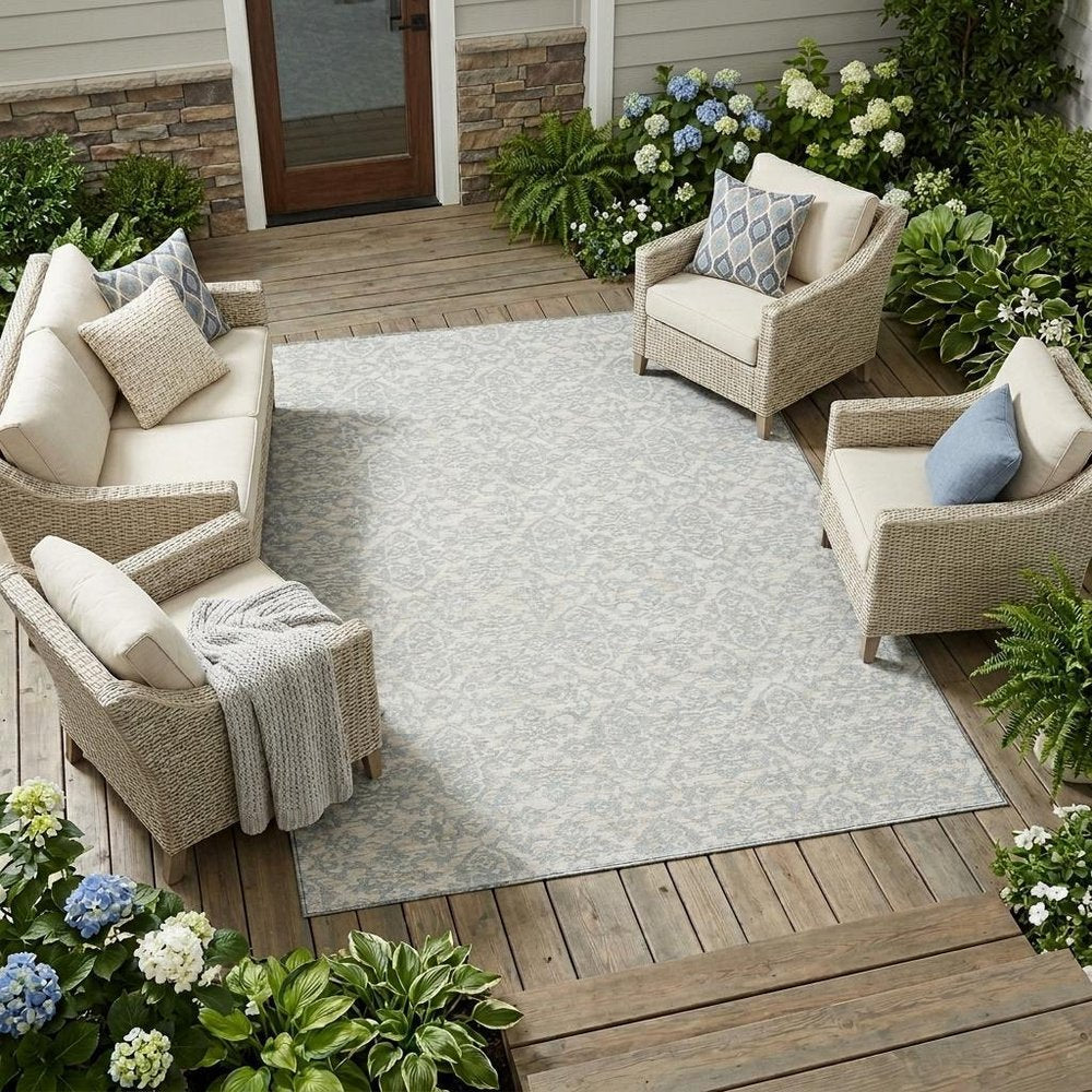 8' X 10' Ivory And Gray Oriental Washable Indoor Outdoor Area Rug HomeRoots