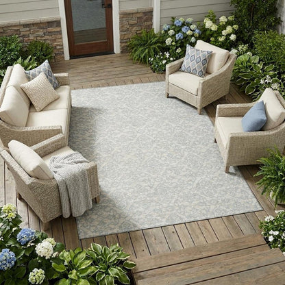 8' X 10' Ivory And Gray Oriental Washable Indoor Outdoor Area Rug HomeRoots