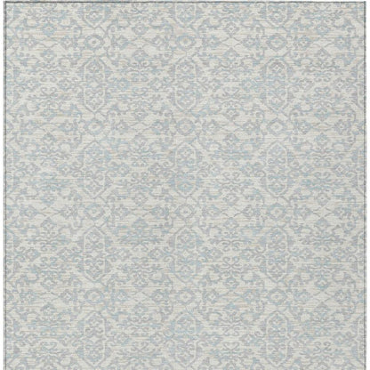 8' X 10' Ivory And Gray Oriental Washable Indoor Outdoor Area Rug