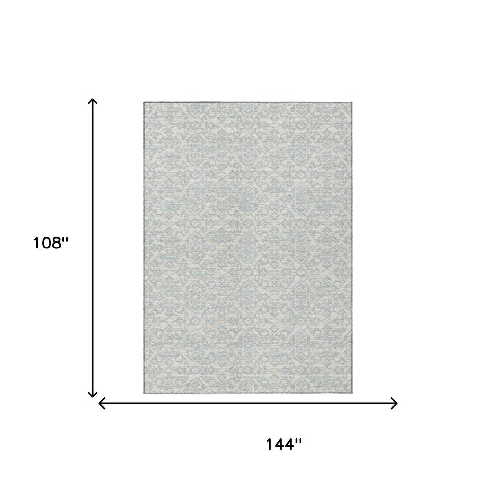9' X 12' Ivory And Gray Oriental Washable Indoor Outdoor Area Rug HomeRoots