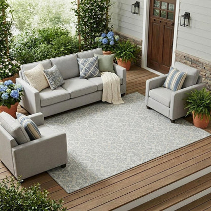 9' X 12' Ivory And Gray Oriental Washable Indoor Outdoor Area Rug HomeRoots
