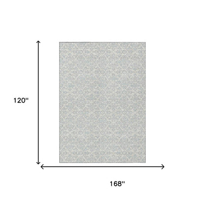 10' X 14' Ivory And Gray Oriental Washable Indoor Outdoor Area Rug HomeRoots