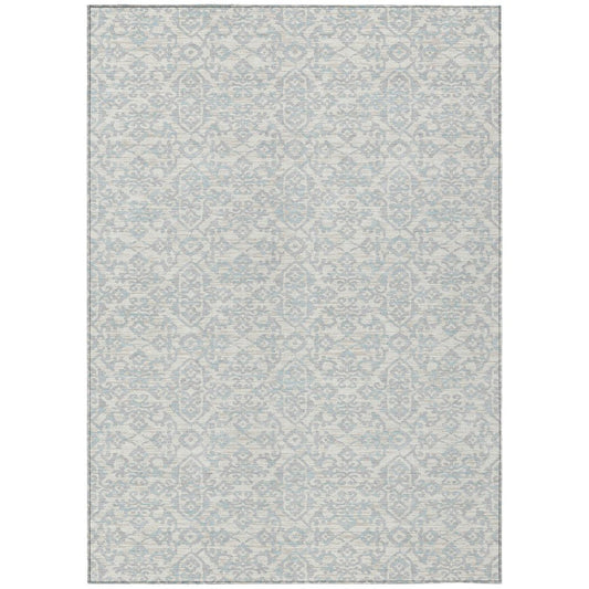 10' X 14' Ivory And Gray Oriental Washable Indoor Outdoor Area Rug