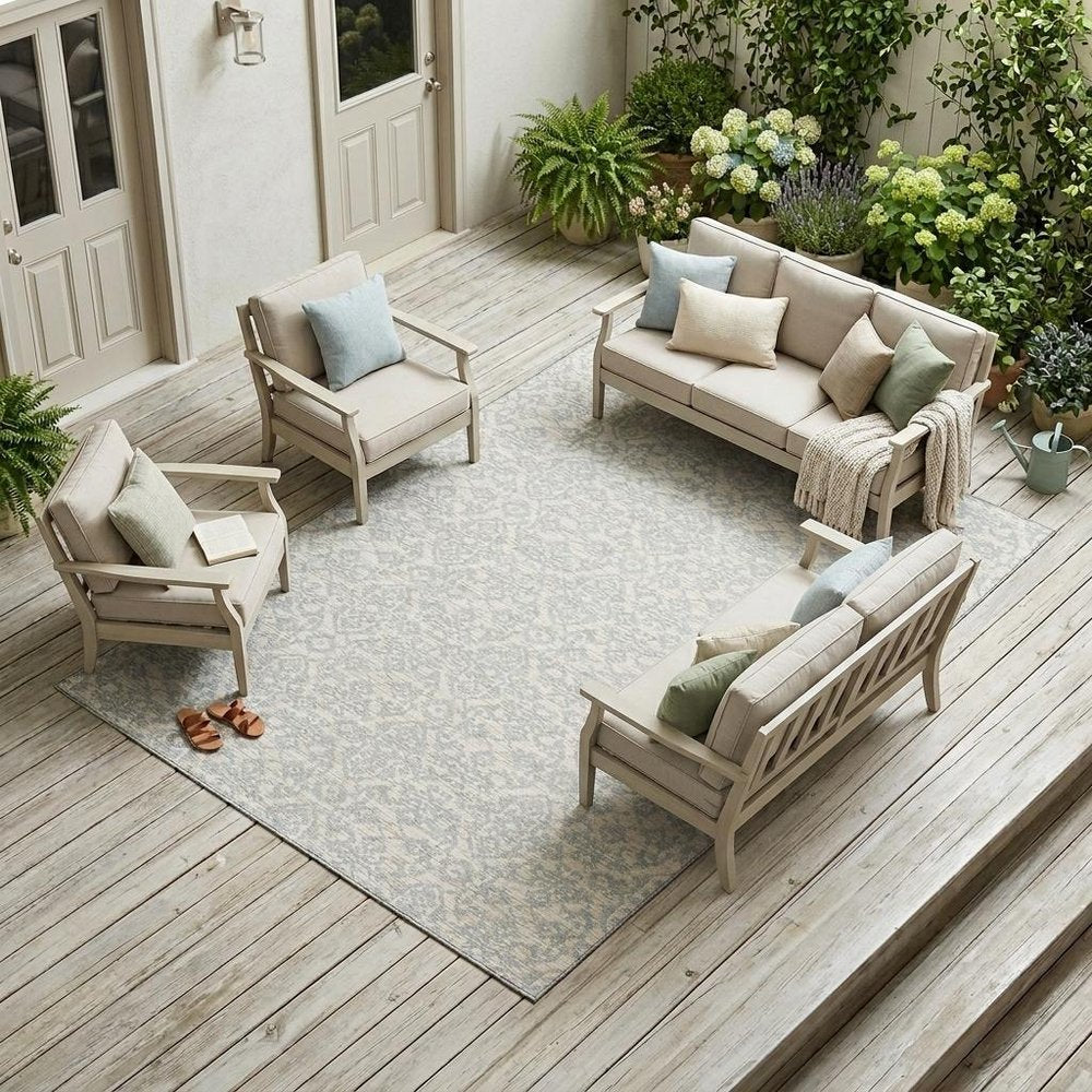 10' X 14' Ivory And Gray Oriental Washable Indoor Outdoor Area Rug HomeRoots