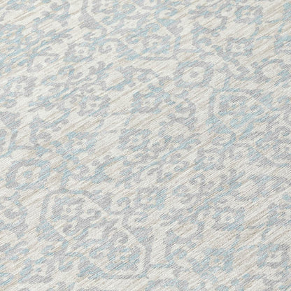 10' X 14' Ivory And Gray Oriental Washable Indoor Outdoor Area Rug