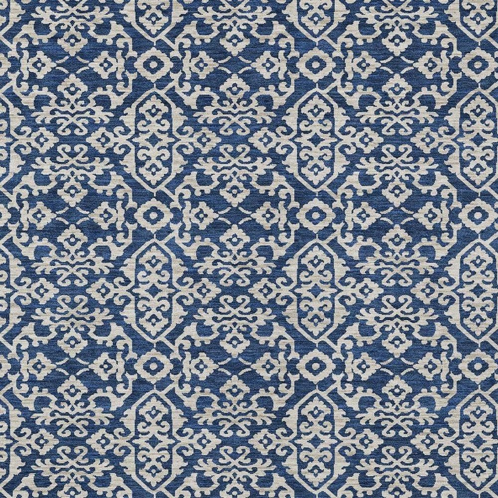 3' X 5' Navy Blue And Silver Oriental Washable Indoor Outdoor Area Rug HomeRoots