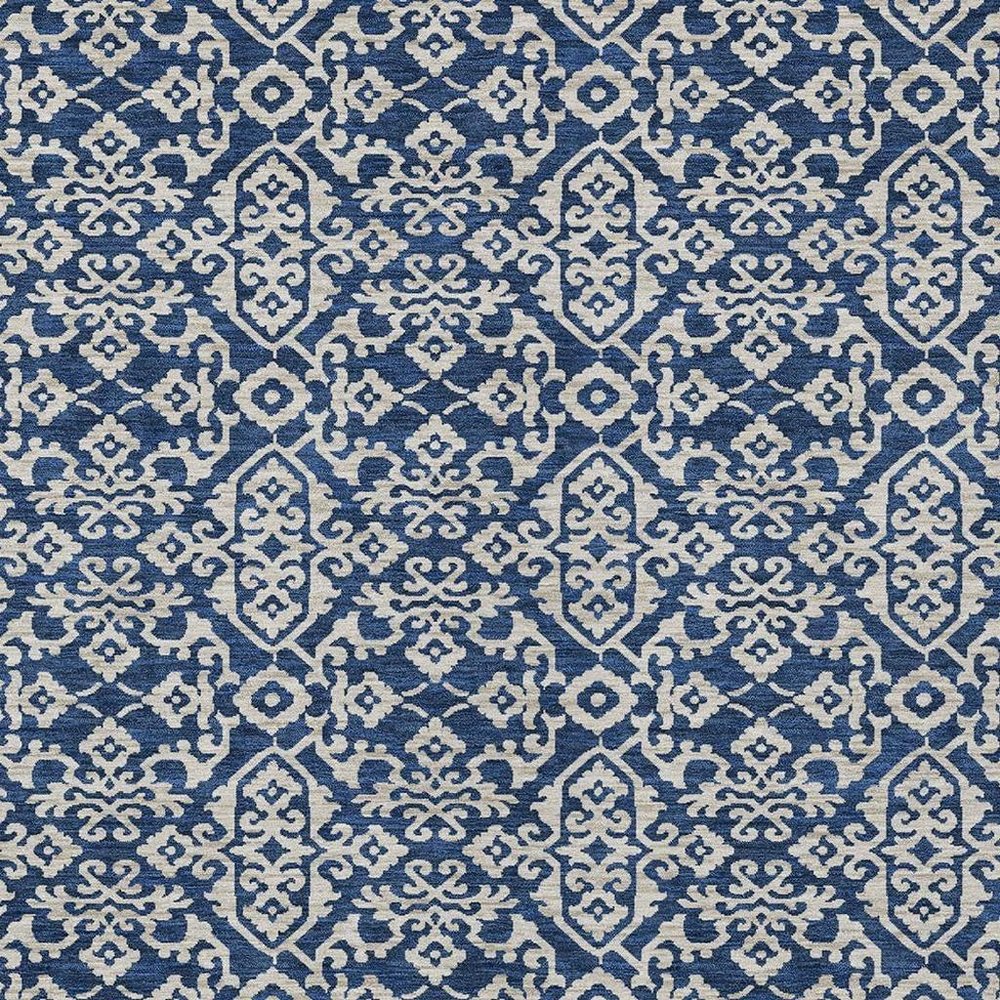 8' X 10' Navy Blue And Silver Oriental Washable Indoor Outdoor Area Rug HomeRoots