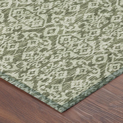 3' X 5' Olive Green And Brown Oriental Washable Indoor Outdoor Area Rug HomeRoots