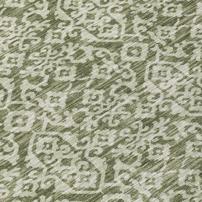 3' X 5' Olive Green And Brown Oriental Washable Indoor Outdoor Area Rug HomeRoots
