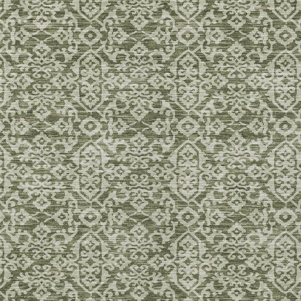 3' X 5' Olive Green And Brown Oriental Washable Indoor Outdoor Area Rug HomeRoots