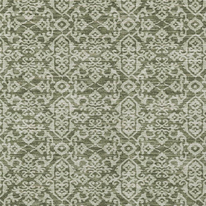 3' X 5' Olive Green And Brown Oriental Washable Indoor Outdoor Area Rug HomeRoots