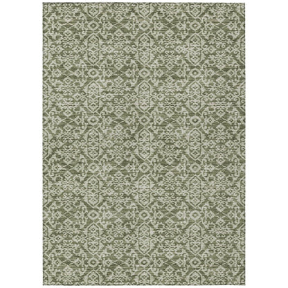 5' X 8' Olive Green And Brown Oriental Washable Indoor Outdoor Area Rug HomeRoots